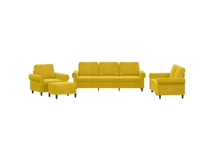 GHVBNMF 4-TLG Sofagarnitur mit Kissen Samt Couch Set Gelb Bequeme Polstergarnitur aus Gelbem Samt mit Polsterkissen für Wohnzimmer und Gästezimmer. Stabile Rahmenkonstruktion.