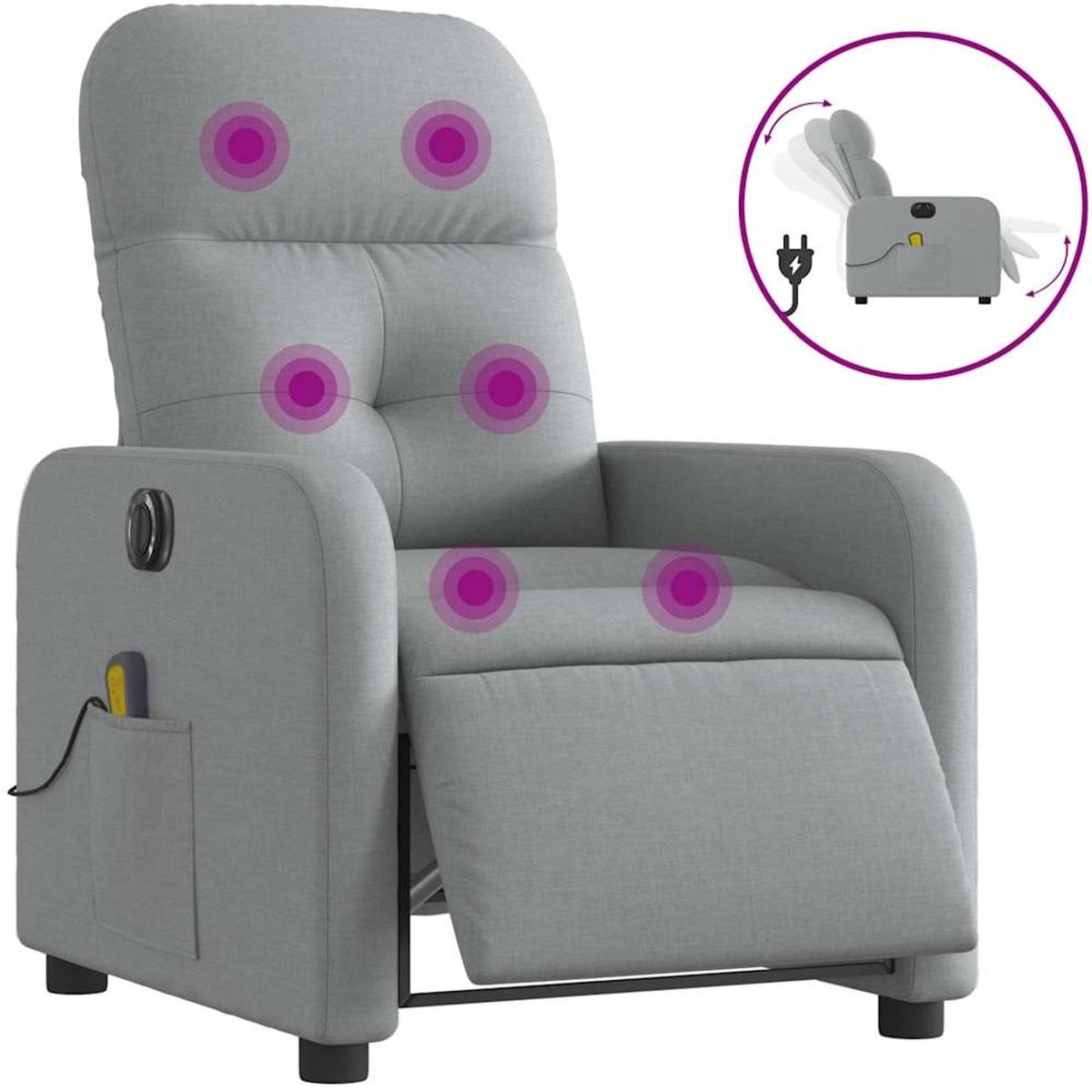 vidaXL Massagestoel - Elektrisch verstelbaar - Lichtgrijs