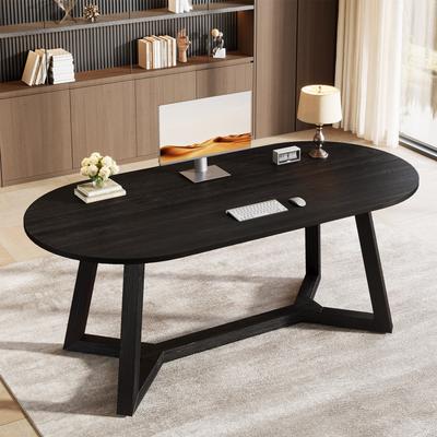 1Easylife Oval Desk Home Office Furniture Solid Wood 63-inch Writing Table