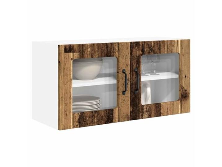 KTHLBRH Hängeschrank Küche 80 x 31 x 40 cm Holz mehrschichtig 2 Regale, 2 Türen, Wandmontage, leicht zu reinigen, vielseitige Aufbewahrung