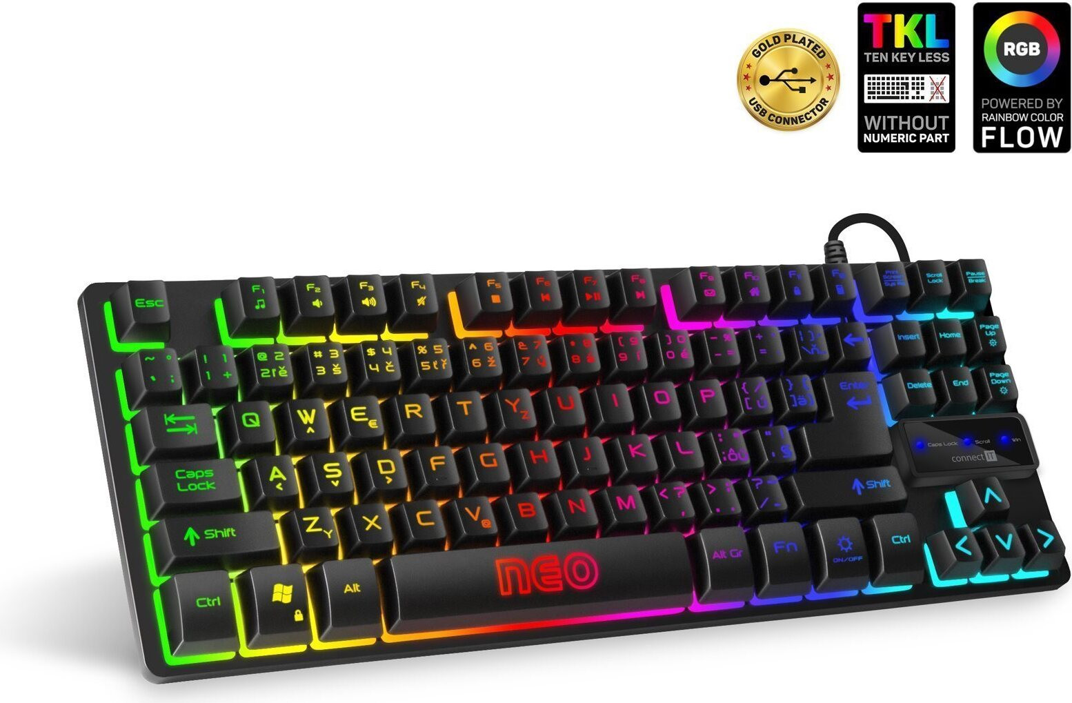 Connect IT CKB-3589-CS Tenkeyless RGB-LED Gaming Toetsenbord USB Zwart