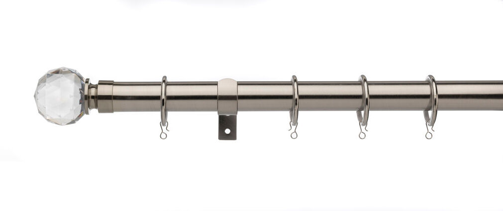 Rosdorf Park Jacinta 2.8cm Single Curtain Pole Satin Steel 240cm
