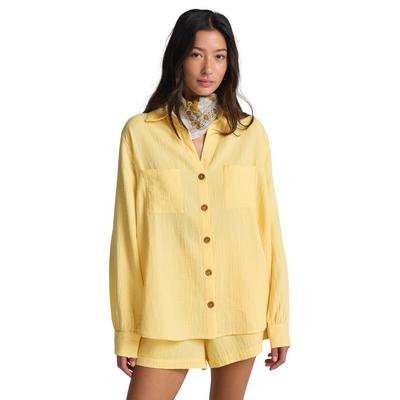 Langarmshirt BILLABONG "Swell Blouse", Damen, Gr. M, gelb (fresh squeezed), Obermaterial: 100% Baumwolle., Shirts Langarmshirt