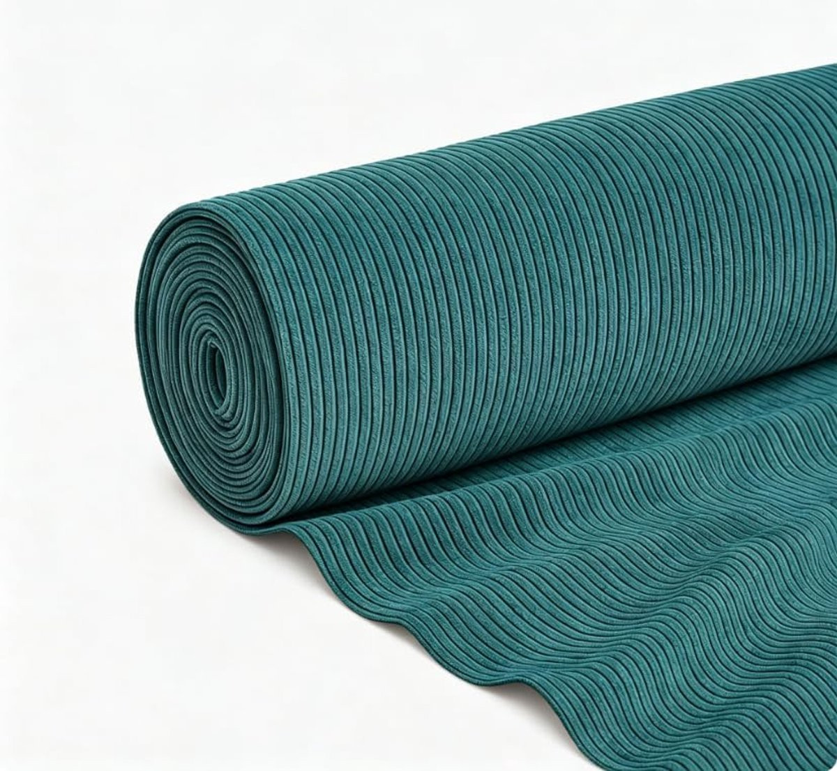 Groene corduroy bekledingsstof en katoenen wafelpiqué stof per meter, breedte: 140 cm