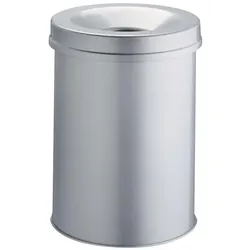 Durable Papierkorb SAFE rund grau, Höhe: 357 mm, Ausführung: Flammenlöschkopf, Volumen: 15 Liter, Abfalleimer, Grau