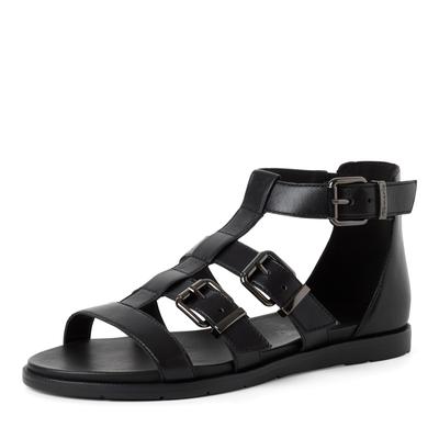Sandalette TAMARIS, Damen, Gr. 37, Synthetik Textil, schwarz, Leder, unifarben, Schuhe Sandalette, Riemchensandale, Schaftsandale mit geschlossener Ferse