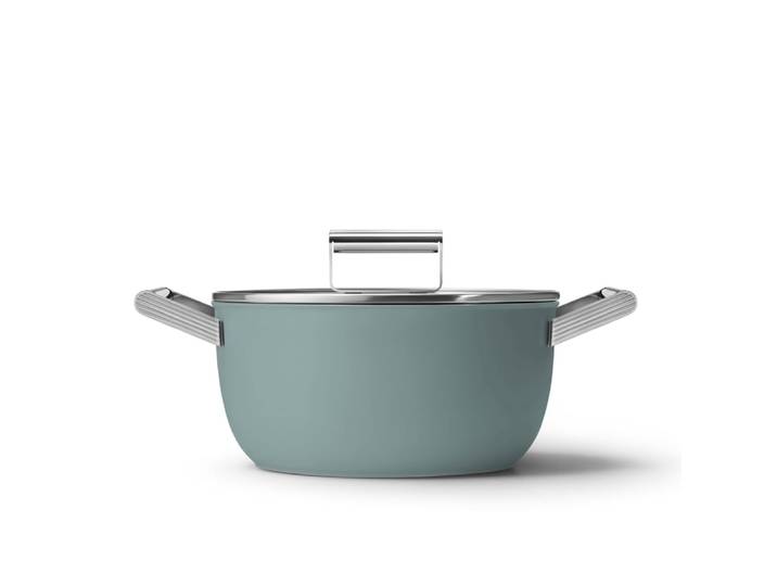 Faitout 24cm vert émeraude avec couvercle smeg