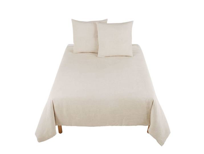 Parure de lit en lin lavé beige 240x260