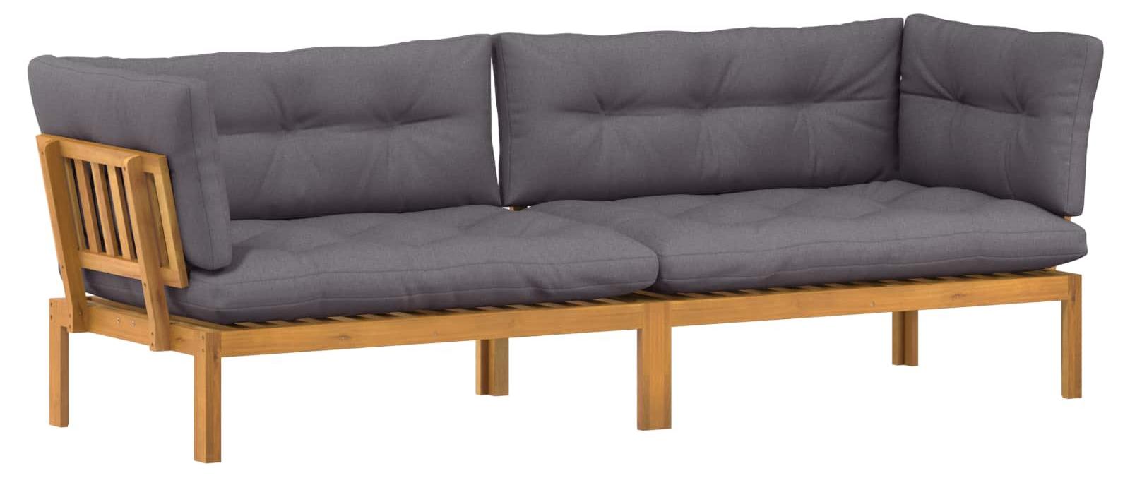 vidaXL Garten Pallet Sofa Einheiten 2 Stück Natürlich und Dunkelgrau
