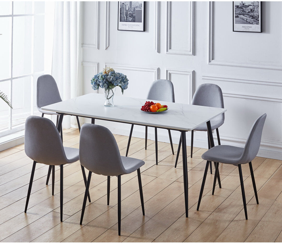George Oliver Bhatade 6 -Person Dining Set White 6