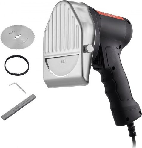 VEVOR Elektrisch Shawarma Mes, 80W, Roestvrijstalen Kebab Mes in Zilver, Doner Kebab Vleessnijder met 2 Messen