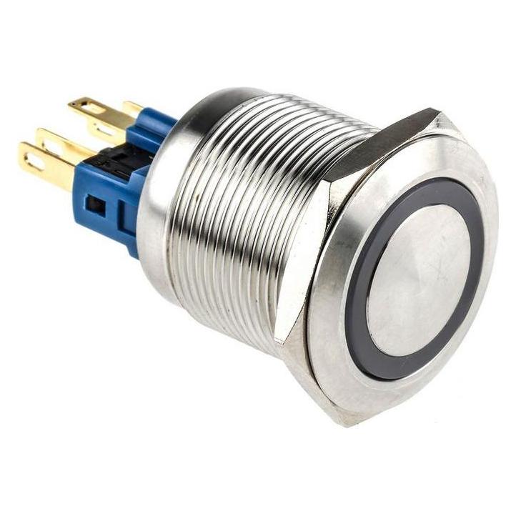 RS PRO Switch Pushbutton Stainless Green ring (8118503)