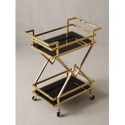 Servierwagen Stahl Schwarz-Gold 65x40x80 cm - MARIBOR   Kadima Design
