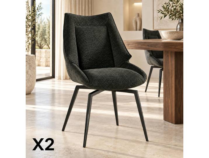 Chaise design en tissu (lot de 2) IENA - Anthracite