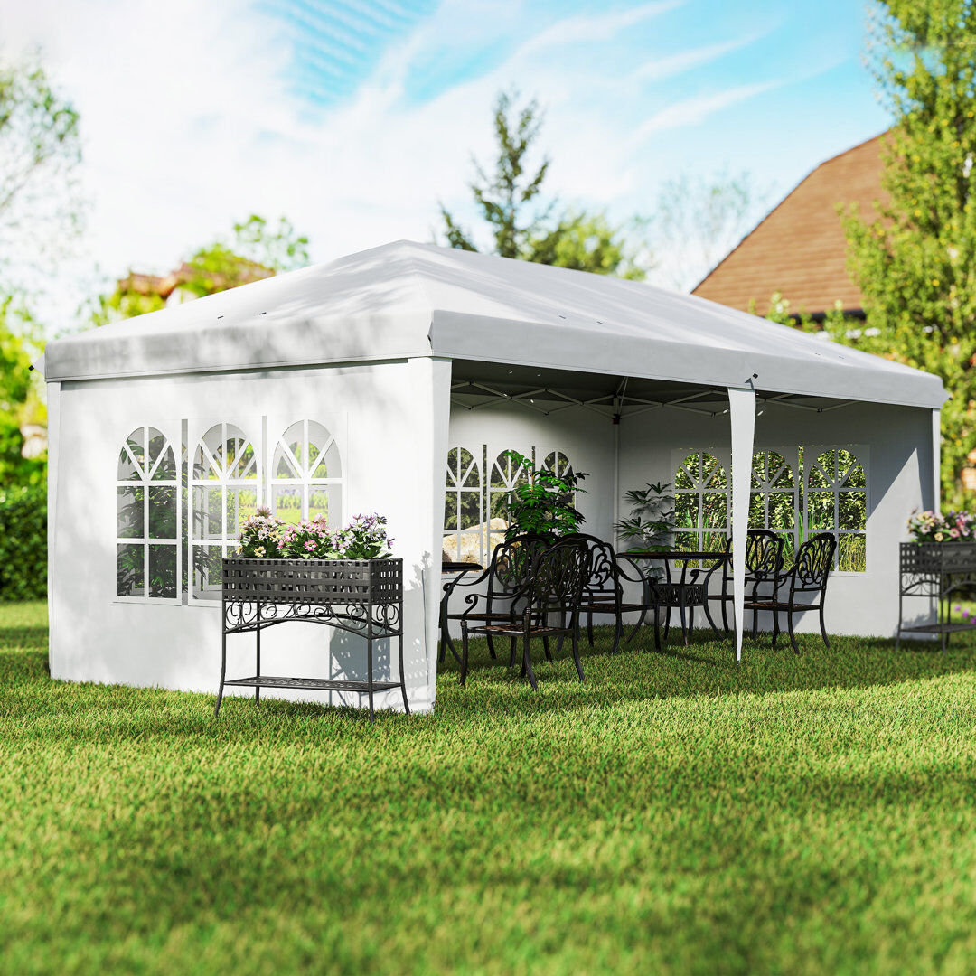Outsunny 3 x 6 m Garden Pop Up Gazebo with Sidewalls Water Resistant White