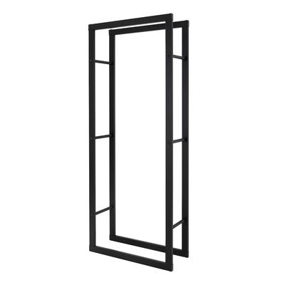 ML-Design Kaminholzregal 60x150x25 cm Schwarz | Metall, Innen/Außen, Holzaufbewahrung Kamin Holzständer
