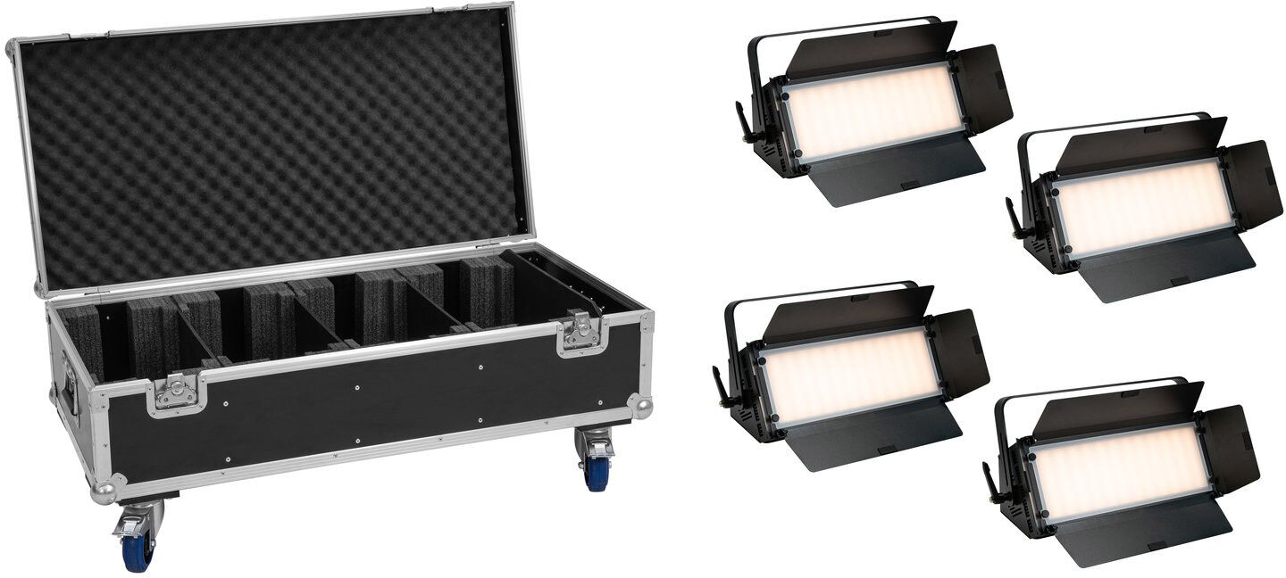 EuroLite Set 4x Led Pll-576 Cw/ww Panel + Case Mit Rollen
