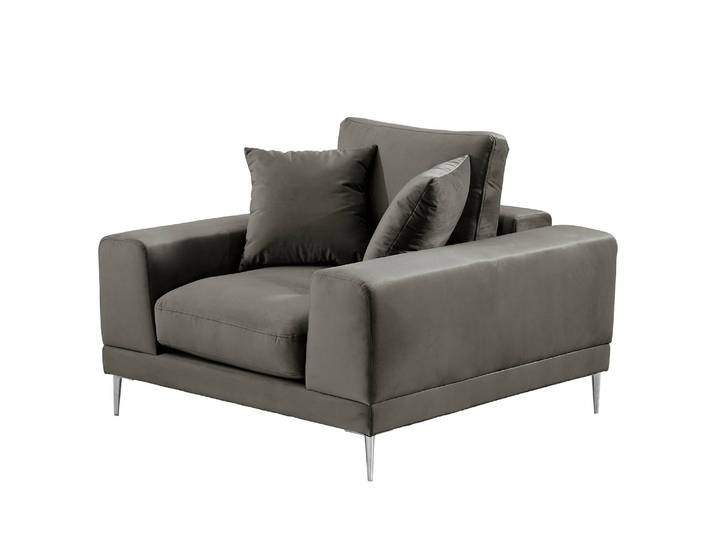 Fauteuil Kelson Gris Velours Blonda 121 x 90 x 126cm
