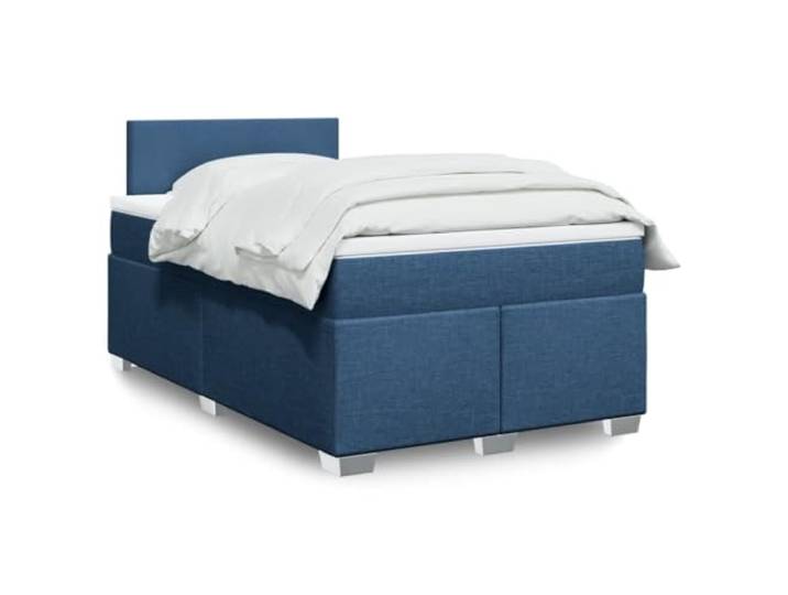 RJPLMFV Lattenrost mit Matratze, Blau, 120 x 200 cm Taschenfedern, abnehmbarer Topper, Polyestergewebe, Kopfteil inklusive