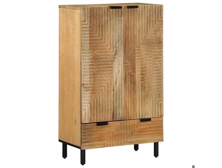 Cabinet multimédia Brun - Buffet marron 60x33x100 cm bois de manguier massif A15933