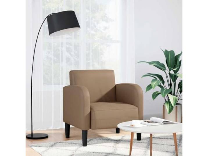 Sessel mit Armlehnen Cappuccino-Braun 54 cm Kunstleder mit Sperrholzrahmen Pflegeleichtes Kunstleder, Schaumstoff-Feder-Kombination, stabiler Sperrholzrahmen, vielseitig einsetzbar, modernes Design