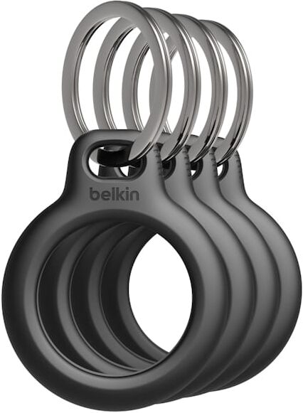 Secure holder with Keyring for Airtag - 4 Pack, Black