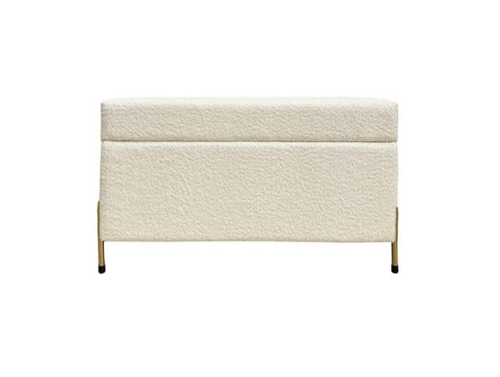 Dancan Hockerbank Borgo Mit Stauraum, Boucle Creme, Metal Gold, Ecru, Metall, 80x46x37 cm, Wohnzimmer, Sessel, Hocker & Hockerbänke, Sitzhocker