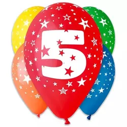 Set mit 5 bunten Ballons mit der Zahl 5