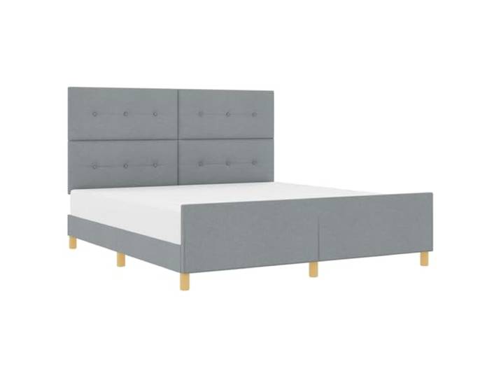 KKgypkn Minimalistisches Bettgestell aus Stoff Hellgrau 180x200 cm mit Kopfteil und Fußteil, Plattformbett ohne Boxspringmatratze, modernes Design mit Schaumfüllung