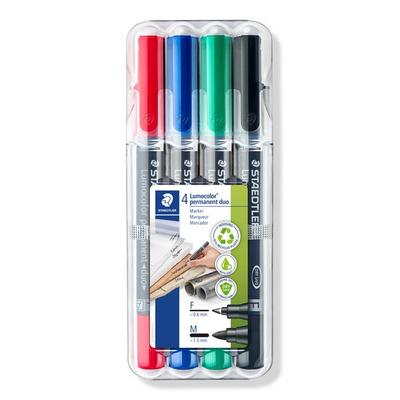STAEDTLER Zweispitz-Marker Lumocolor 348 permanent, Rundspitze, 4er Set
