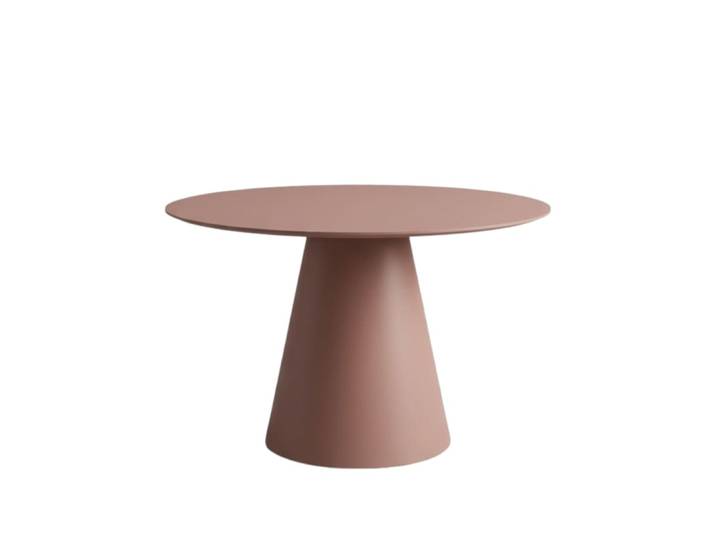 Table ronde fixe couleur rouille avec plateau en verre, ø 120 x 76 cm