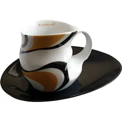 Luigi Colani Porzellan Kaffee - Cappuccino Tasse wave gold black