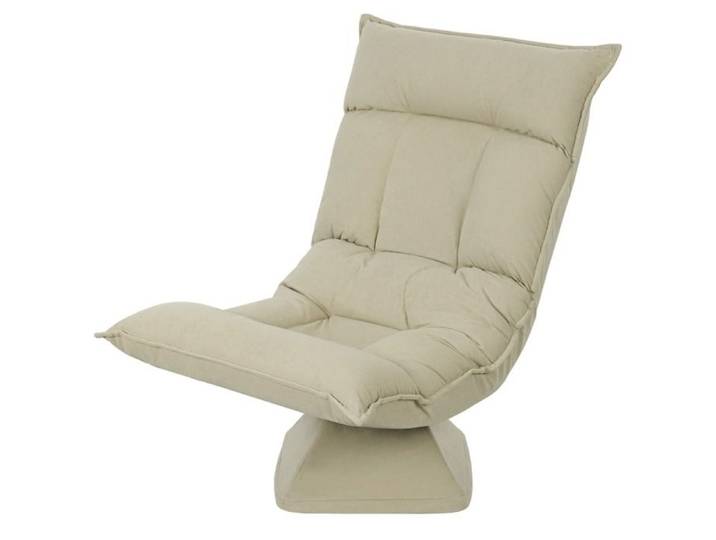 Chauffeuse pivotante 360° – fauteuil de sol 1 place – dossier réglable 5 positions – beige – polyester