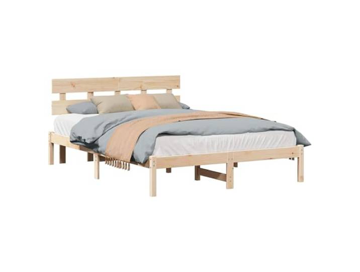 WDGJJFECNMUEHI Massivholz Kiefer modernes Design 160 x 200 cm Braun Bettgestell mit Kopfteil Massivholz Kiefer 160x200 cm Braun Stabil Modernes Design Lattenrost