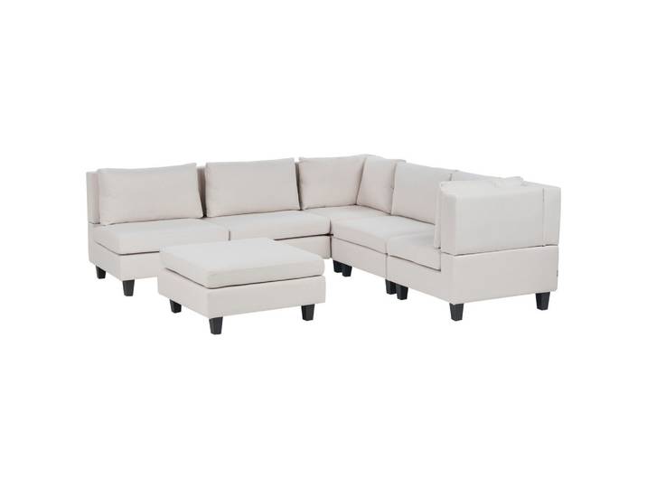 ECKSOFA Modul 5-Sitzer linksseitig Hellbeige Stoff mit Ottomane Unstad