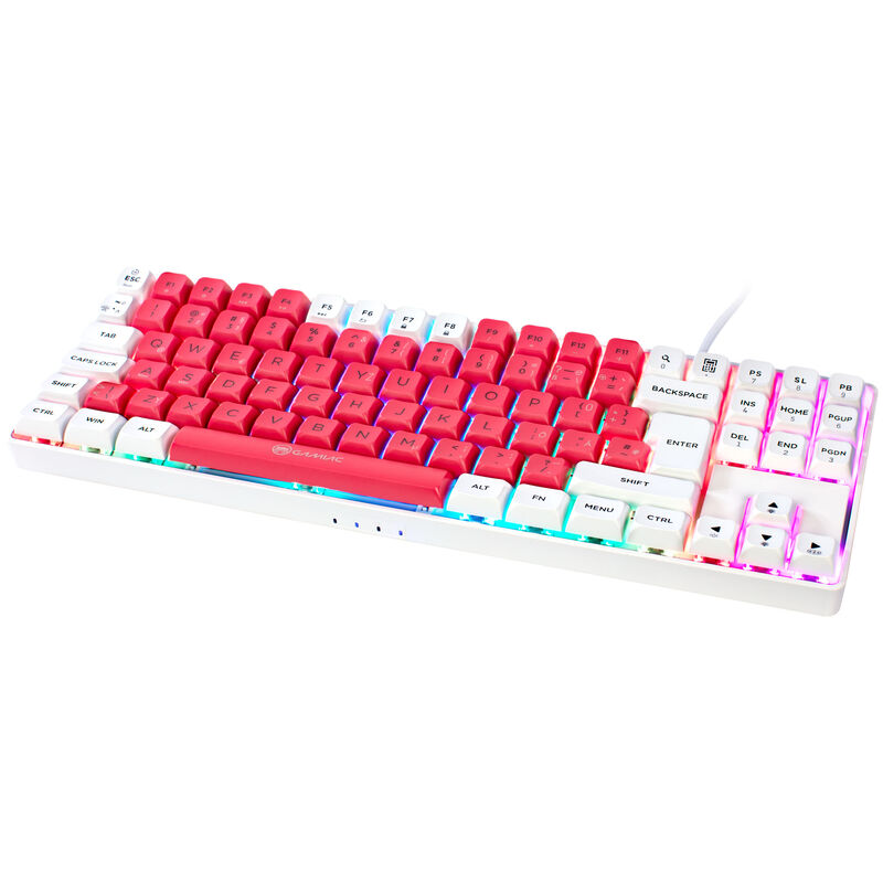 GAMIAC TKL90G Gaming Tastatur, Kailh Red Switches, RGB - weiß/rot