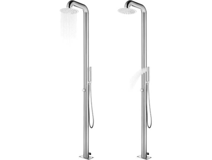vidaXL Gartendusche mit Grauer Bodenplatte 230 cm Edelstahl