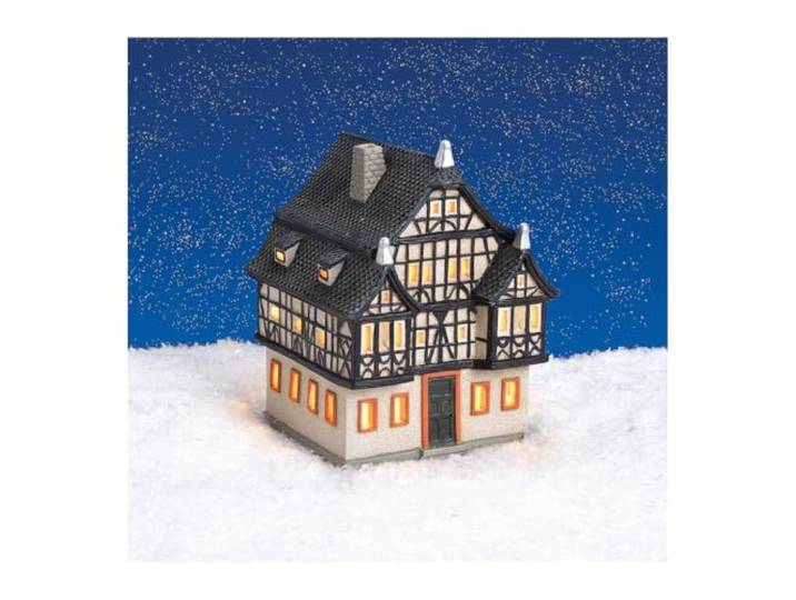Wurm - Lichthaus Dreigiebelhaus aus Porzellan Bunt (B/H/T) 13x18x13cm