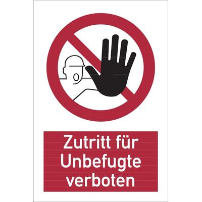 Verbotsschild, Kombischild, Zutritt für Unbefugte verboten - DIN 4844 - 150x200 mm Folie selbstklebend