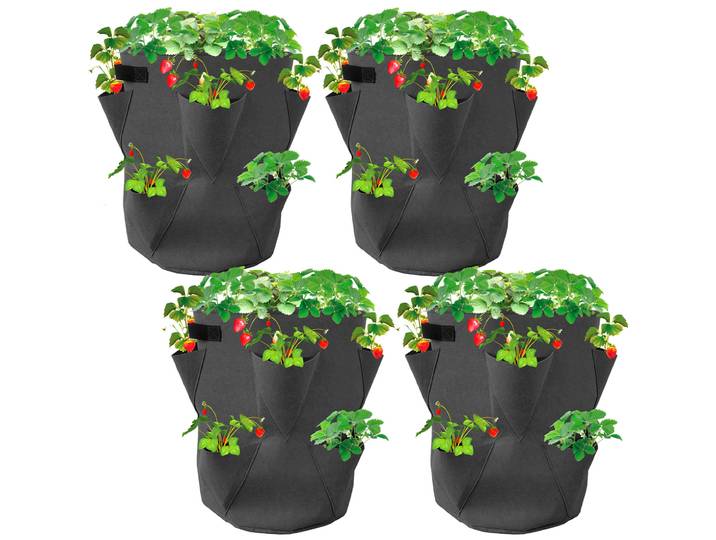 Erdbeer-Pflanzsack, 4er-Set, 43 Liter, Ø 35 cm x H 45 cm