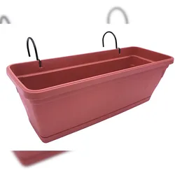 Stefanplast Balkonkasten terrakotta 50cm mit Halterung Blumenkasten Pflanzkasten Pflanztopf Terrakotta