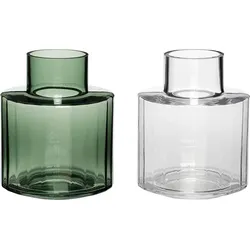 Hübsch Vasen grün und farblos aus Glas 2 St.