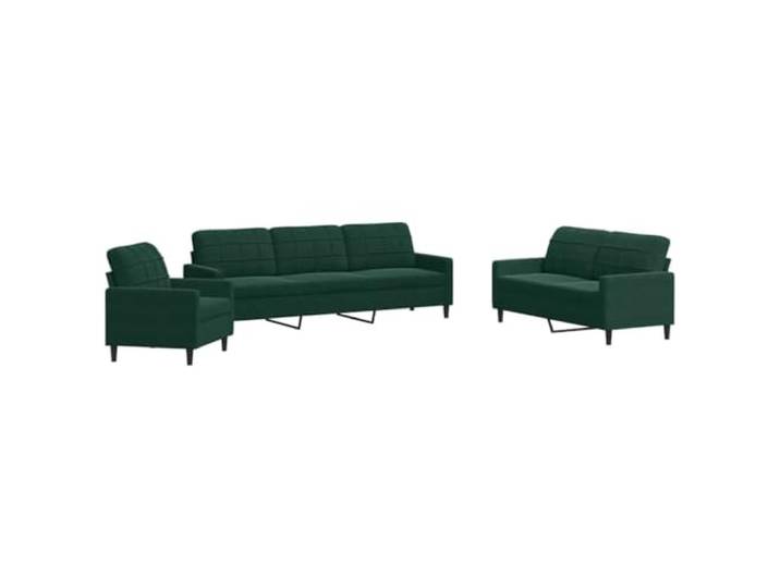 Todiikf 4-TLG Sofagarnitur Samt Couch Set mit Hocker Dunkelgrün Elegante Sitzgruppe für das Wohnzimmer mit weichem Polster, stabilen Metallbeinen und komfortablen Kissen.