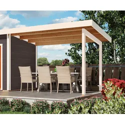 Karibu Schleppdach für Gartensaunen Skrollan 2+3 elfenbeinweiß