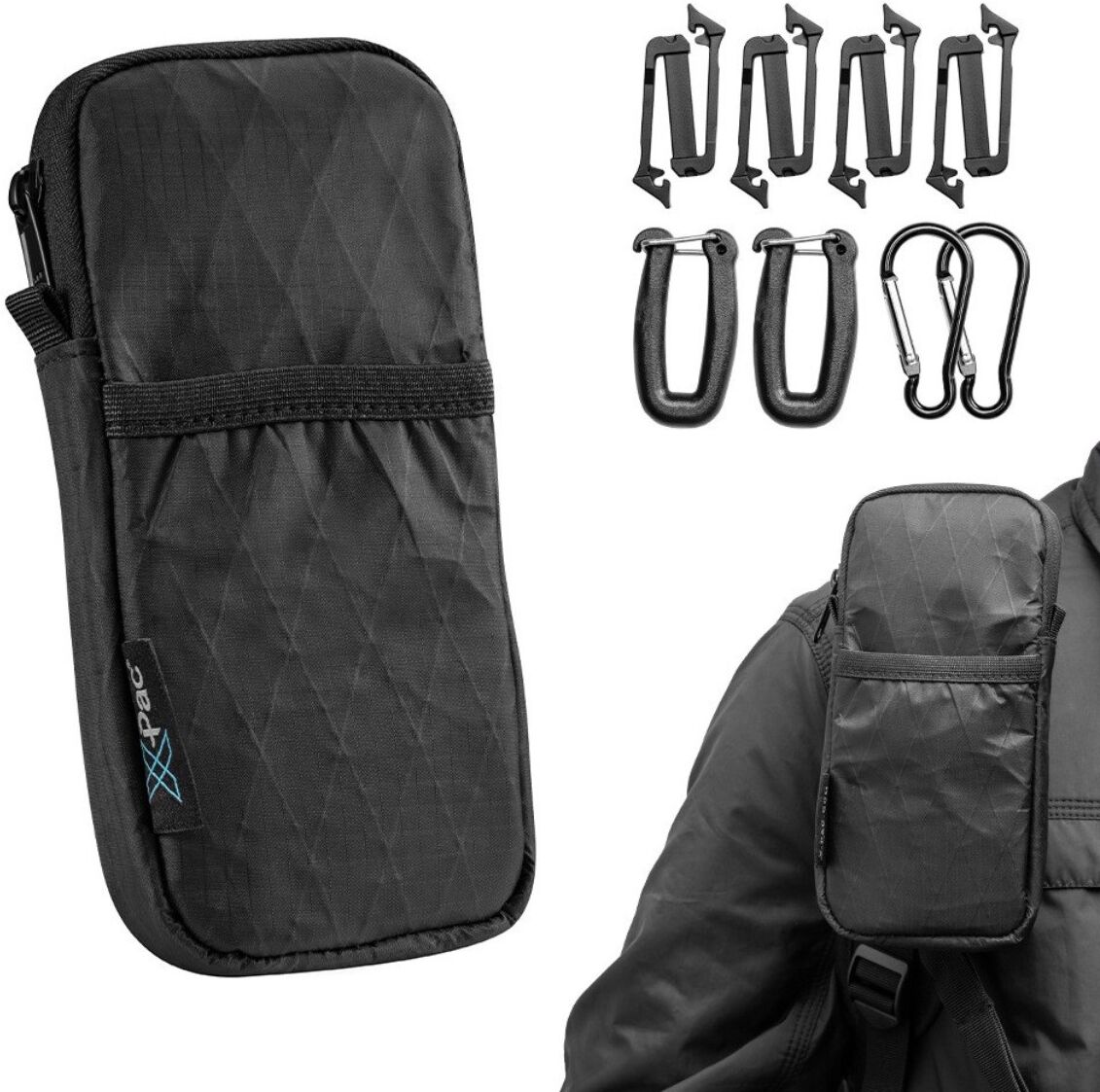 INF Professionelle Outdoor-Handytasche – Multifunktionale Nylon-Geldbörse für Telefon, Münzen, Karten und Kopfhörer, kompakt