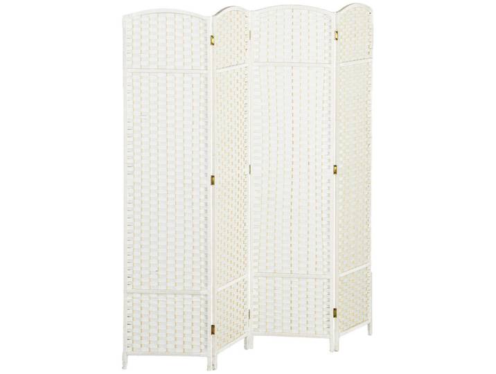 Homcom Paravent 4-teilig 160 x 170 cm Raumteiler Trennwand aus Kiefernholz Weiß, Kunststoff, 1.6x170x160 cm, Wohnzimmer, Raumteiler & Paravents, Paravents