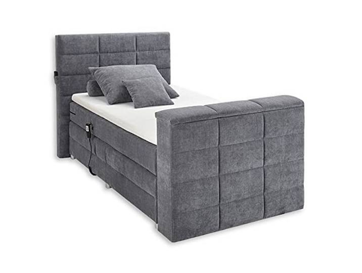 DENVER 6 Boxspringbett 120x200 elektrisch verstellbar, Anthrazit - Bequemes Doppelbett mit motorisierter TV-Halterung - 134 x 123 x 240 cm (B/H/T)
