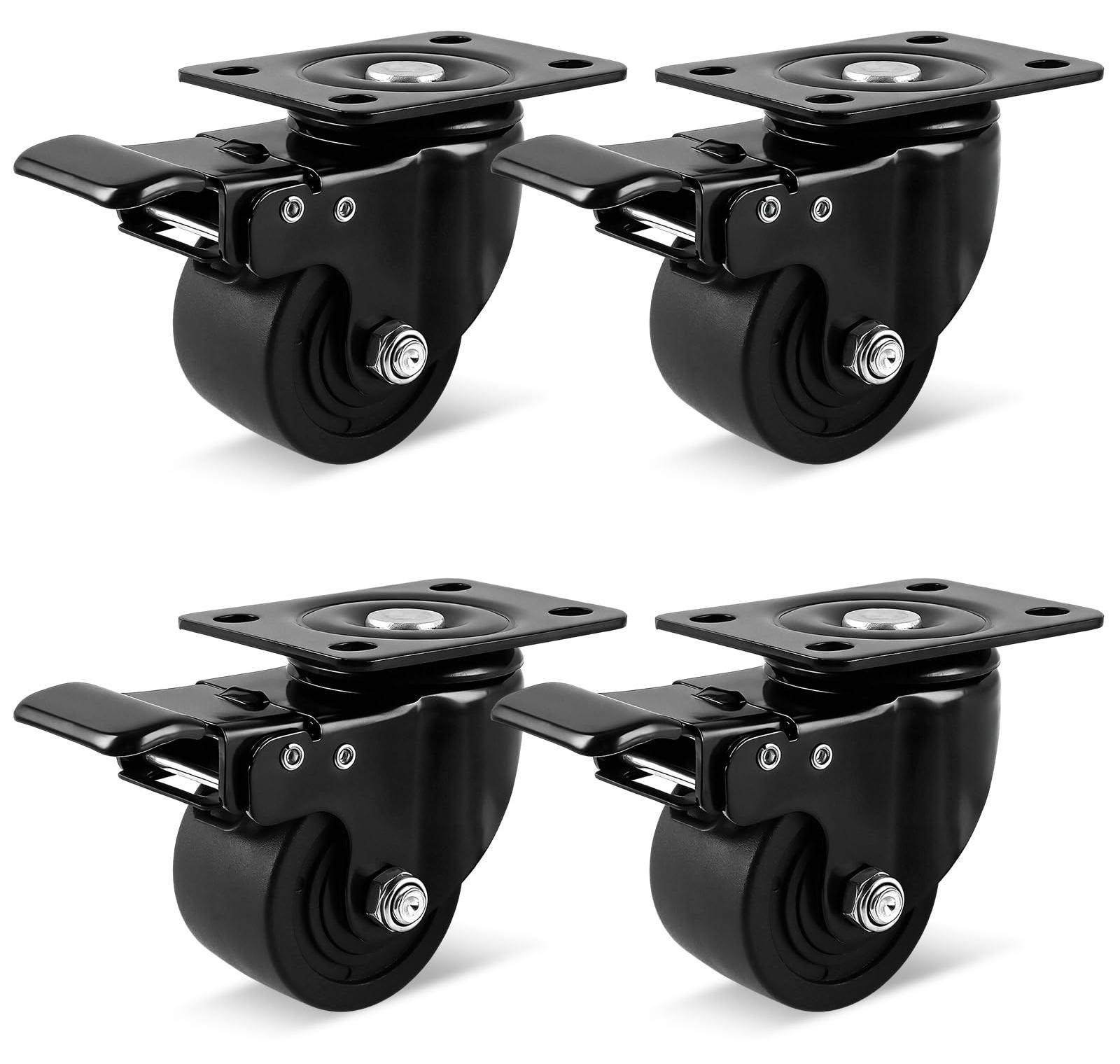 Set van 4 zwenkwielen van 65 mm voor meubels