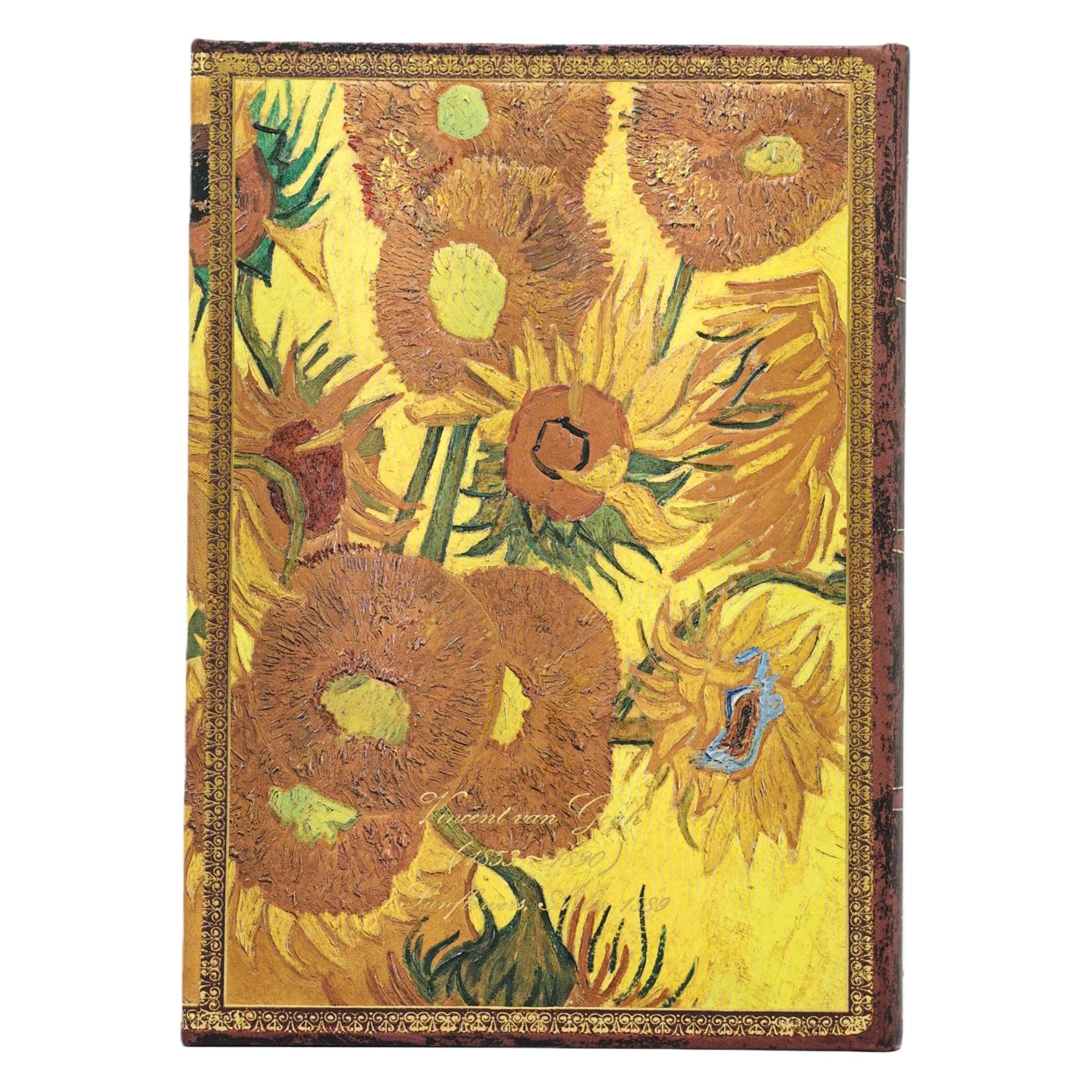 Paperblanks Hardcover Notizbuch Van Gogh, Sonnenblumen Midi LIN (A6+, Liniert, Harter Einband) (PB1520-9)