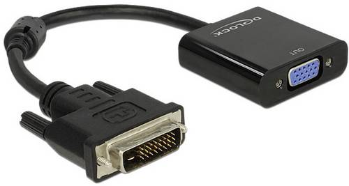 Delock 65658 DVI / VGA Adapter [1x DVI-Stecker 24+1pol. - 1x VGA-Buchse] Schwarz mit Ferritkern 16.00 cm